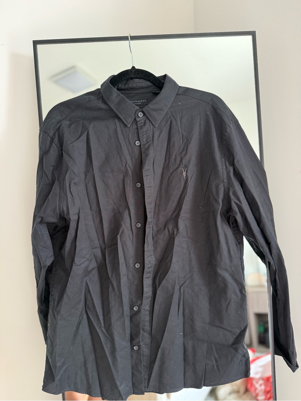 AllSaints Black Collared Button-Down Shirt